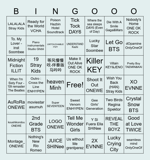 larpy liked list bingo Card