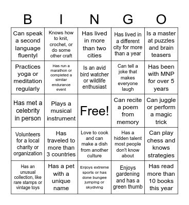 Find someone who... Bingo Card
