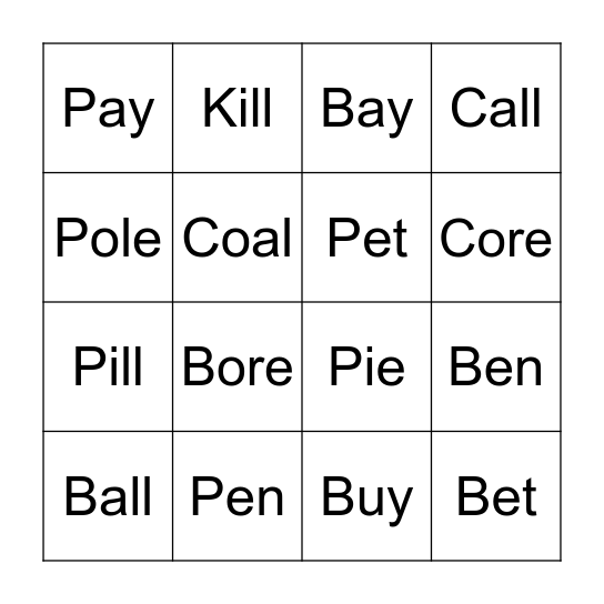 PLOSIVE CONSONANT SOUNDS Bingo Card