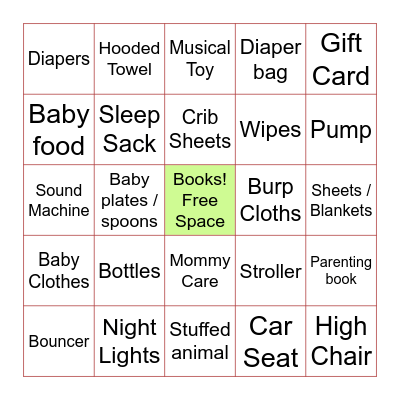 Baby Bingo Card