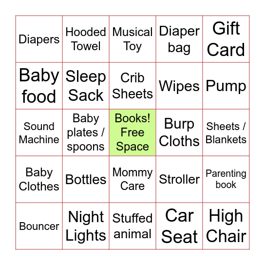 Baby Bingo Card