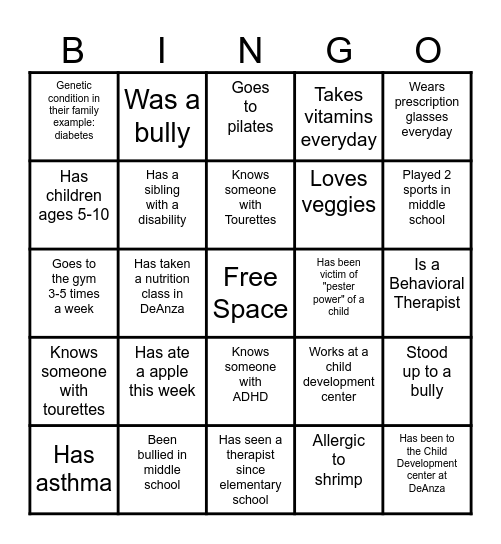 Chapter 11 Bingo Card