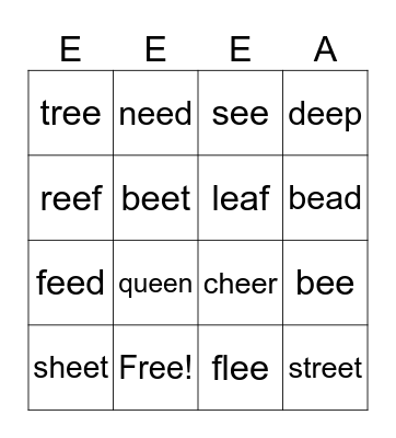 EE VS EA BINGO Card