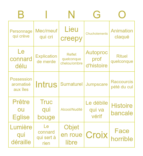 horreur 2 Bingo Card