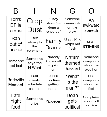 Wedding Bingo 1020 Bingo Card