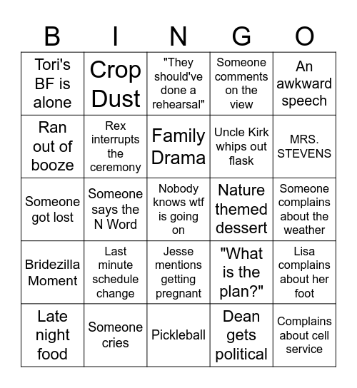 Wedding Bingo 1020 Bingo Card