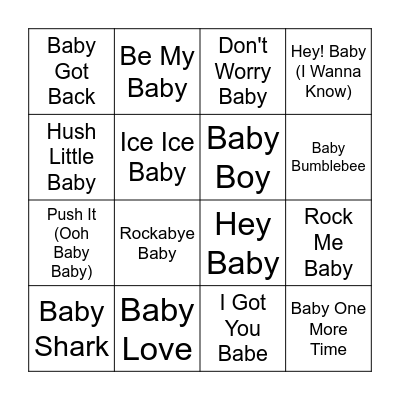 Baby Bratcher Bingo Card