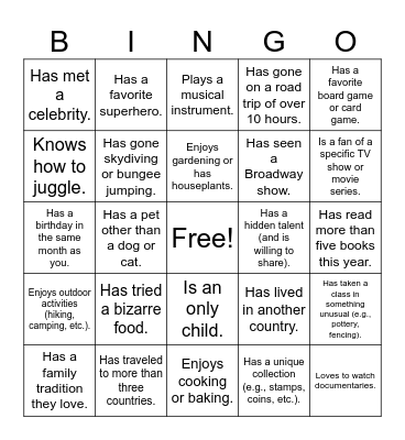 Untitled Bingo Card