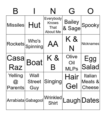 Sanity Bingo Card
