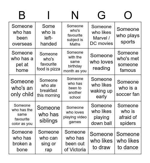 Human Bingo Card