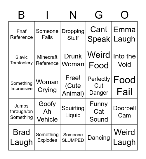 Unusual Memes Bingo Card Bingo Card