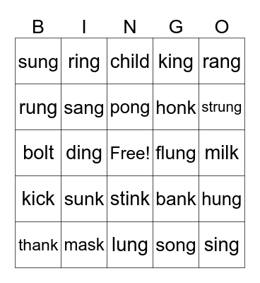 Ck, Glued Sounds & Closed Exceptions Bingo Card