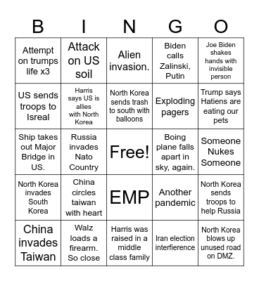 Election Year Bingo Card