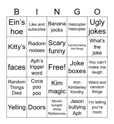 aphmua try not to laugh Bingo Card