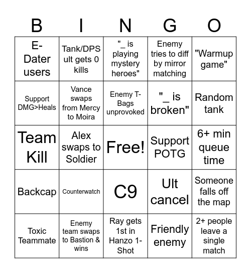 OW Bingo Card