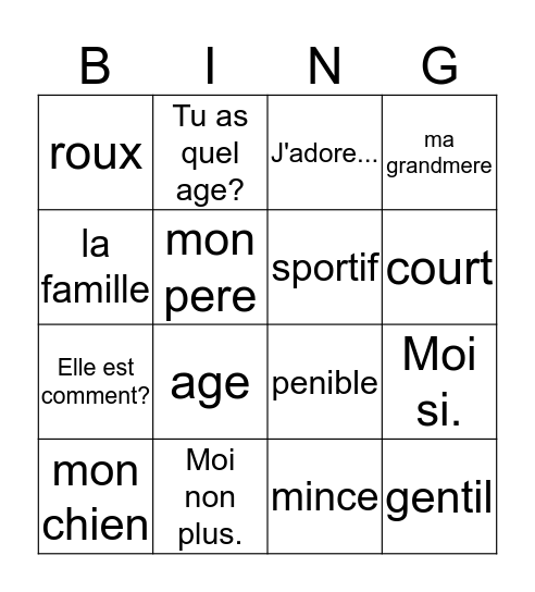 Chap 1, Voc. 1 Bingo Card