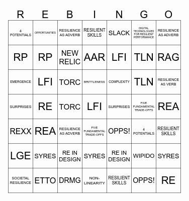 RE-XX Bingo Card