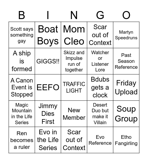 Session 1 Bingo Card