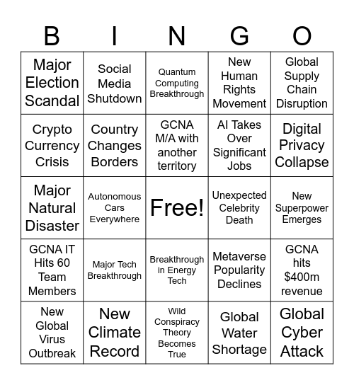 2025 Bingo Card