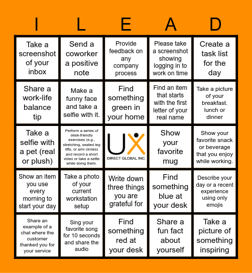 UXDGI Mission Bingo Challenge Bingo Card