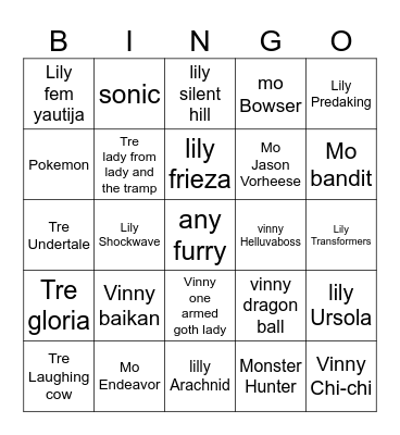 asdf Bingo Card
