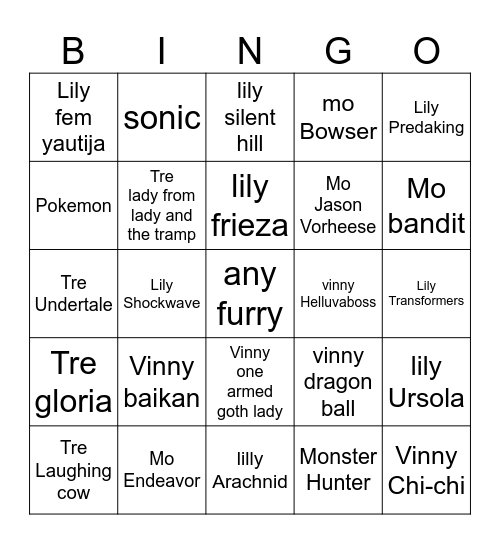 asdf Bingo Card