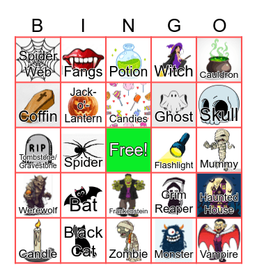 Halloween Vocabularies Bingo Card