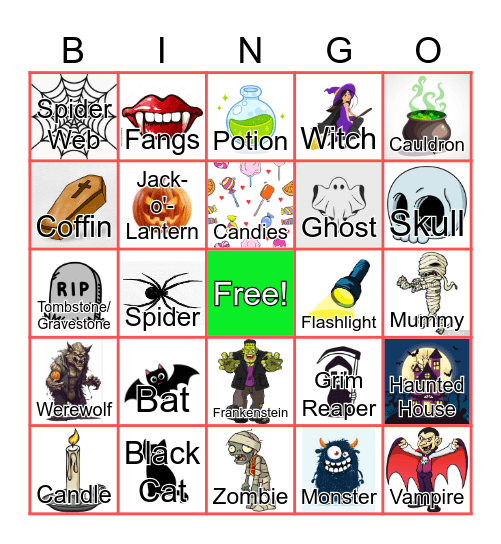 Halloween Vocabularies Bingo Card