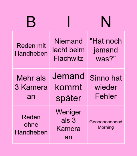 Morgen Meeting Bingo Card