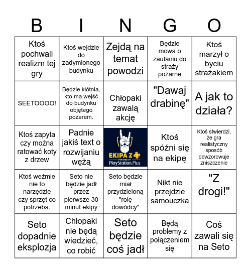 EKIPA Z + Firefighting Simulator: The Squad Bingo Card