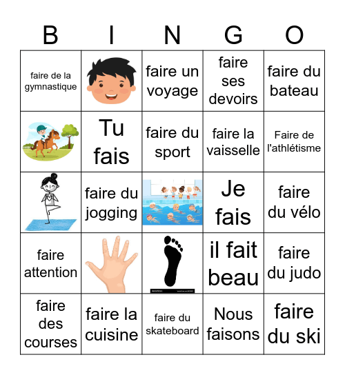 Faire expressions Bingo Card