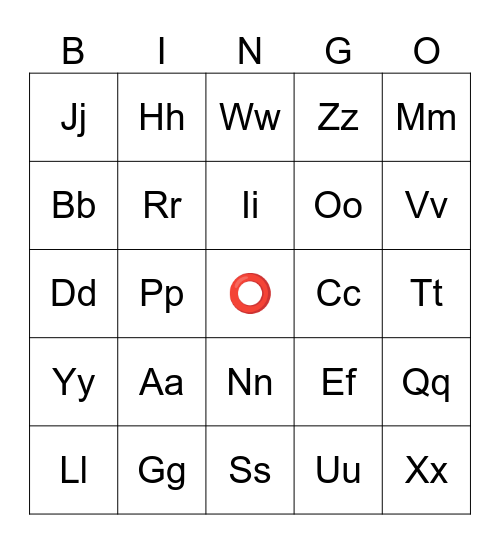 26 Letters Bingo Card