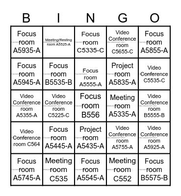 Meeting Room Bingo Card