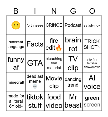 youtube bingo....cause...yas~ Bingo Card