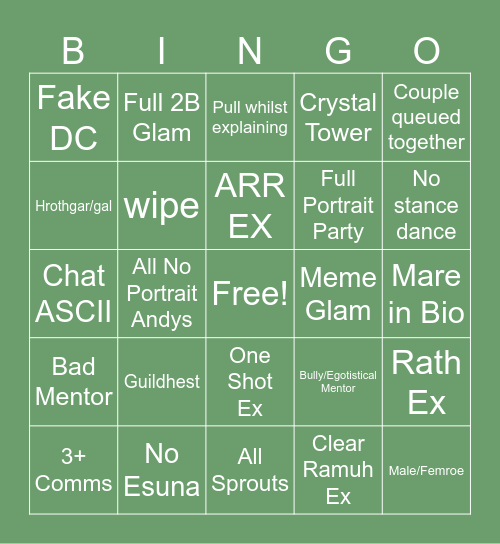 Mentor Rulette Bingo Card