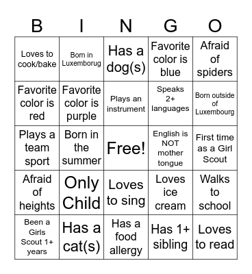 USAGSO Luxembourg - BING) Bingo Card