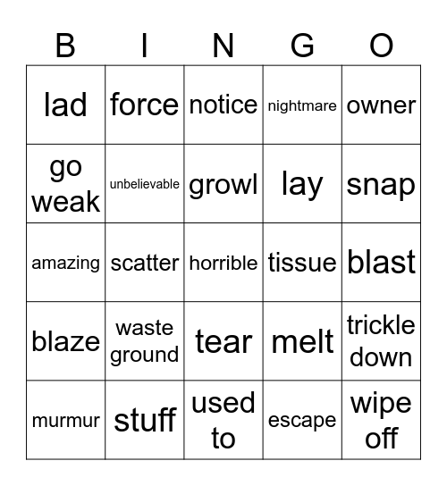 One of the Gang Bingo Card