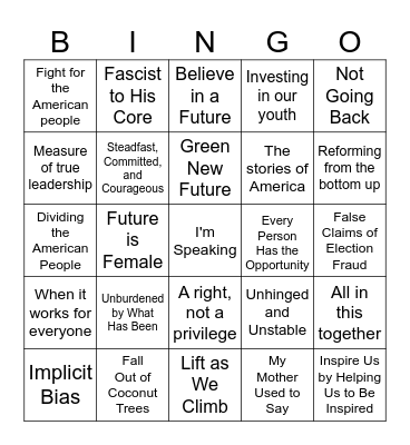 Kamala Bingo Card