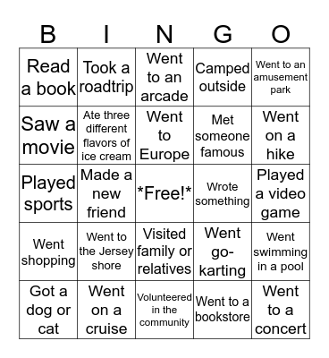 First Day of School Icebreaker Bingo Card