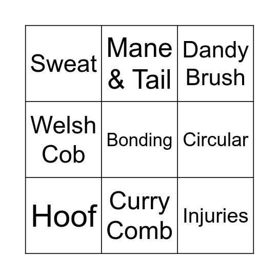 Grooming 101 - Bingo Card