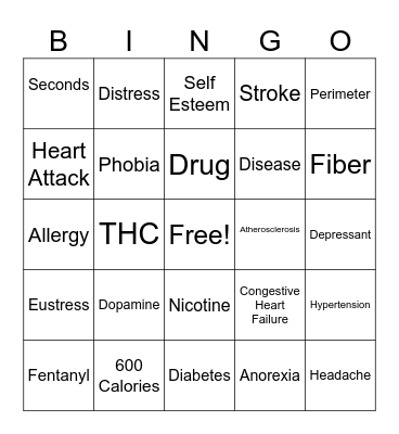 Personal Health Exam Review Bingo Card