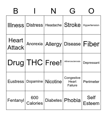 Personal Health Exam Review Bingo Card