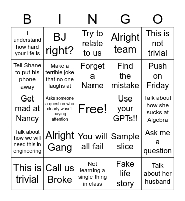 Calc 3 Bingo Card