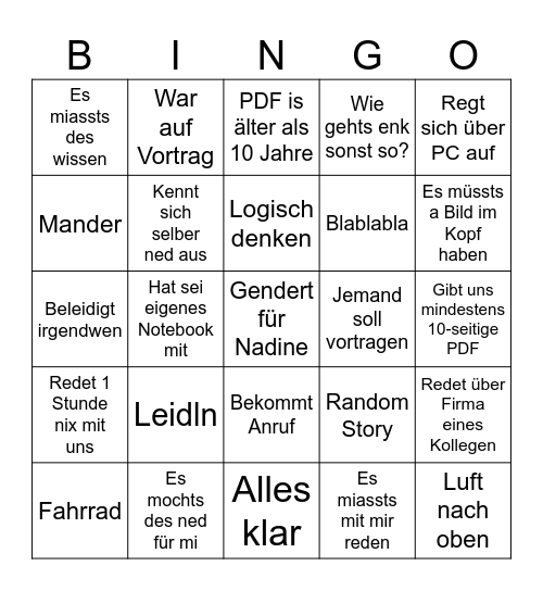 KV Bingo Card