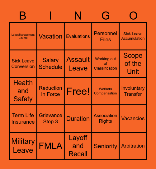 GLASS  CONTRACT 101 Bingo Card