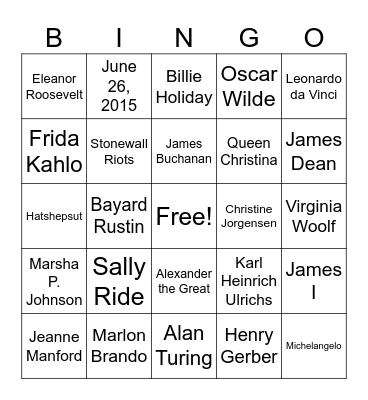 LGBTQ+ History Bingo Card
