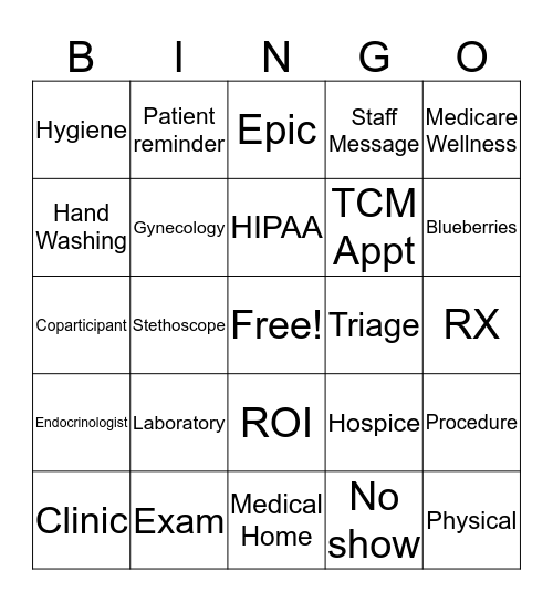 APP Internal Medicine & Specialty Bingo Card