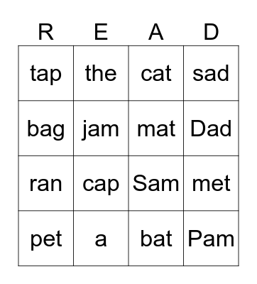 Let's Read! Bingo Card