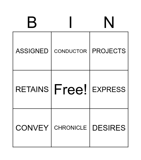 VOCAB BINGO Card