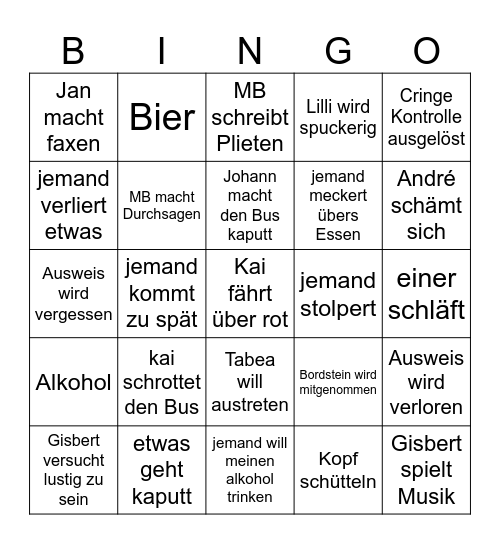 Landeskundlichen Bongo Bingo Card